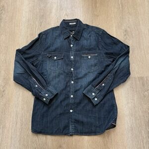 Express Shirt Mens M Blue Faded Denim Button Up Workwear Cowboy Rodeo‎ Ranch